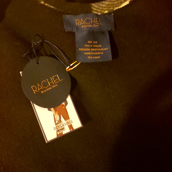 NWT Reversible Traditional Cape Poncho Rose Red Plaid Fringed Cape - Picture 5 of 17